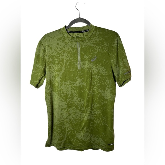 Asics Other - ASICS Green Quarter Zip Short Sleeve Running Shirt Actibreeze Size Small
